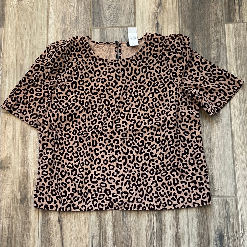 NEW Ann Taylor Black and Brown Animal Print Blouse